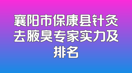 襄阳市保康县针灸去腋臭专家实力及排名