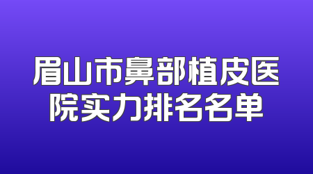 眉山市鼻部植皮医院实力排名名单