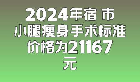 2024年宿迀市小腿瘦身手术标准价格为21167元