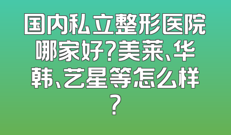 国内私立整形医院哪家好？美莱、华韩、艺星等怎么样？