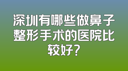 深圳有哪些做鼻子整形手术的医院比较好？