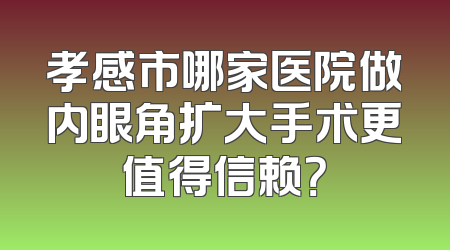孝感市哪家医院做内眼角扩大手术更值得信赖？