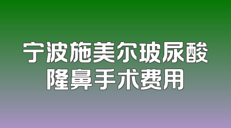 宁波施美尔玻尿酸隆鼻手术费用