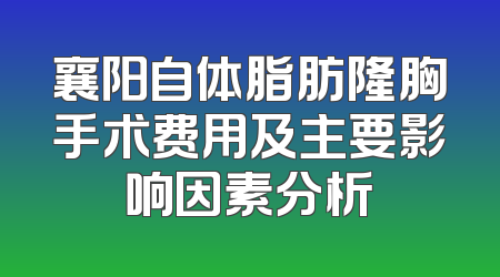 襄阳自体脂肪隆胸手术费用及主要影响因素分析