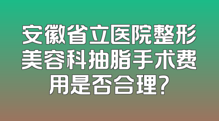 安徽省立医院整形美容科抽脂手术费用是否合理？