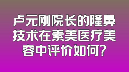 卢元刚院长的隆鼻技术在素美医疗美容中评价如何？