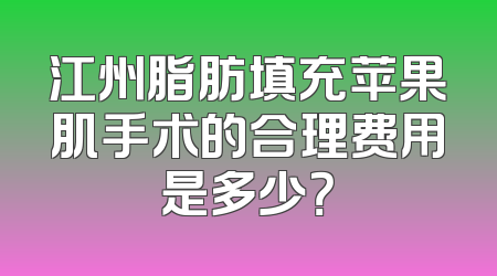江州脂肪填充苹果肌手术的合理费用是多少？