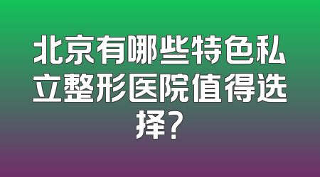 北京有哪些特色私立整形医院值得选择？