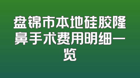 盘锦市本地硅胶隆鼻手术费用明细一览