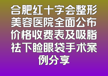 合肥红十字会整形美容医院全面公布价格收费表及吸脂祛下睑眼袋手术案例分享