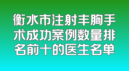 衡水市注射丰胸手术成功案例数量排名前十的医生名单