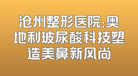 沧州整形医院：奥地利玻尿酸科技塑造美鼻新风尚