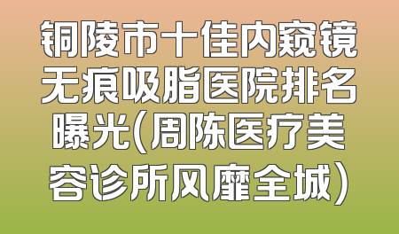 铜陵市十佳内窥镜无痕吸脂医院排名曝光（周陈医疗美容诊所风靡全城）