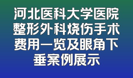 河北医科大学医院整形外科烧伤手术费用一览及眼角下垂案例展示