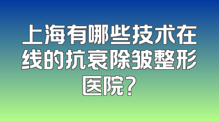 上海有哪些技术在线的抗衰除皱整形医院？