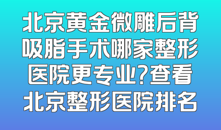 北京黄金微雕后背吸脂手术哪家整形医院更专业？查看北京整形医院排名