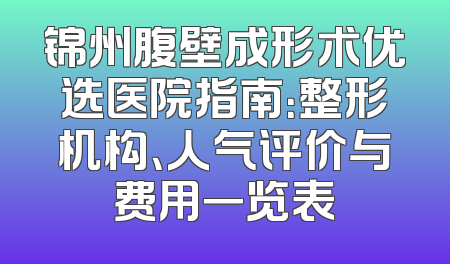 锦州腹壁成形术优选医院指南：整形机构、人气评价与费用一览表
