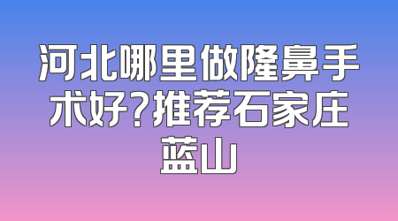 河北哪里做隆鼻手术好？推荐石家庄蓝山