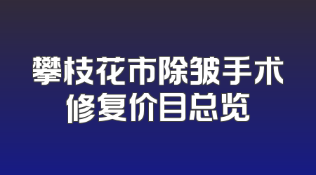攀枝花市除皱手术修复价目总览