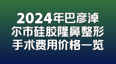 2024年巴彦淖尔市硅胶隆鼻整形手术费用价格一览