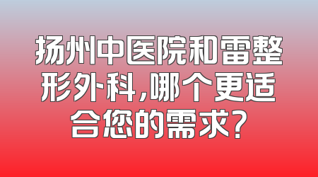 扬州中医院和雷整形外科，哪个更适合您的需求？