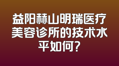 益阳赫山明瑞医疗美容诊所的技术水平如何？