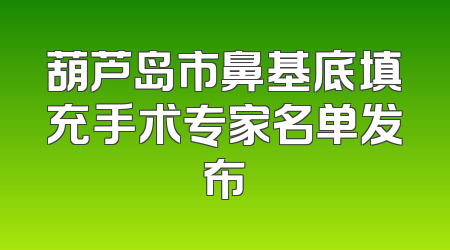 葫芦岛市鼻基底填充手术专家名单发布