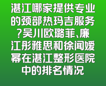 湛江哪家提供专业的颈部热玛吉服务？吴川欧璐菲、廉江彤雅思和徐闻嫒幂在湛江整形医院中的排名情况