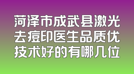 菏泽市成武县激光去痘印医生品质优技术好的有哪几位