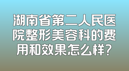 湖南省第二人民医院整形美容科的费用和效果怎么样？