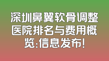 深圳鼻翼软骨调整医院排名与费用概览：信息发布！