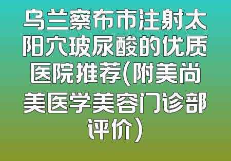 乌兰察布市注射太阳穴玻尿酸的优质医院推荐（附美尚美医学美容门诊部评价）
