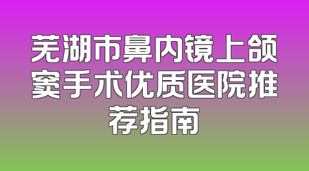 芜湖市鼻内镜上颌窦手术优质医院推荐指南