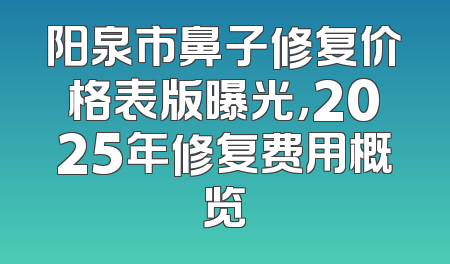 阳泉市鼻子修复价格表版曝光，2025年修复费用概览