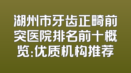 湖州市牙齿正畸前突医院排名前十概览：优质机构推荐