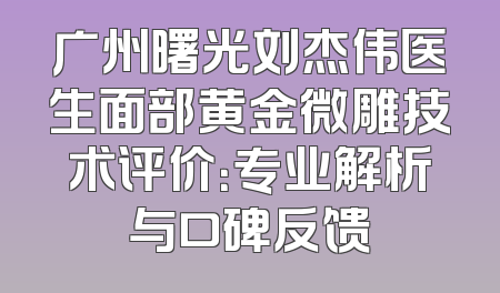广州曙光刘杰伟医生面部黄金微雕技术评价：专业解析与口碑反馈
