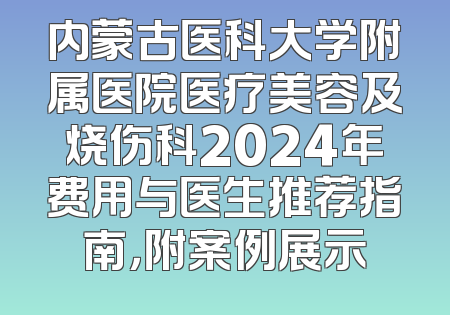 内蒙古医科大学附属医院医疗美容及烧伤科2024年费用与医生推荐指南，附案例展示