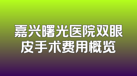 嘉兴曙光医院双眼皮手术费用概览