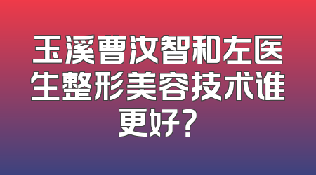玉溪曹汝智和左医生整形美容技术谁更好？