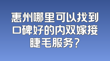 惠州哪里可以找到口碑好的内双嫁接睫毛服务？