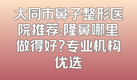 大同市鼻子整形医院推荐：隆鼻哪里做得好？专业机构优选