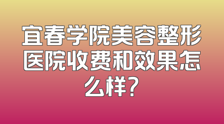 宜春学院美容整形医院收费和效果怎么样？