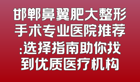 邯郸鼻翼肥大整形手术专业医院推荐：选择指南助你找到优质医疗机构