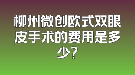 柳州微创欧式双眼皮手术的费用是多少？