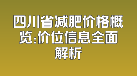 四川省减肥价格概览：价位信息全面解析