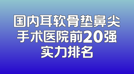 国内耳软骨垫鼻尖手术医院前20强实力排名