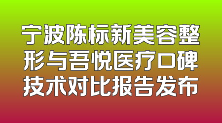 宁波陈标新美容整形与吾悦医疗口碑技术对比报告发布