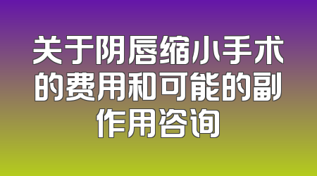 关于阴唇缩小手术的费用和可能的副作用咨询