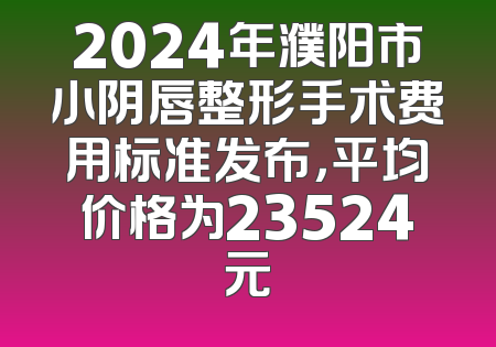 2024年濮阳市小阴唇整形手术费用标准发布，平均价格为23524元