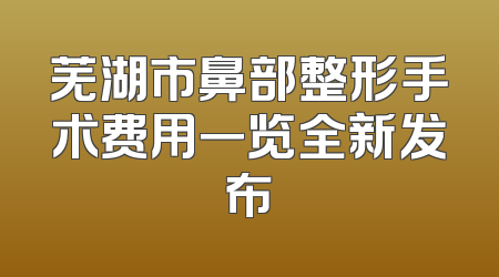 芜湖市鼻部整形手术费用一览全新发布
